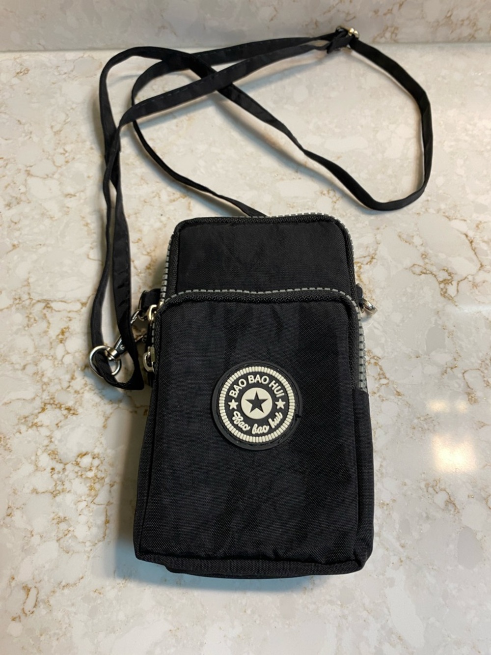 Black Crossbody Phone Pouch with Adjustable Strap